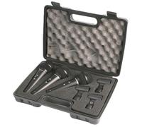 3 Pack of Dynamic Vocal Microphones & Mic Stand Clips with Travel Case