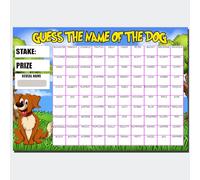 3 Pack of Fundraising Scratch Cards - Predict the Dog’s Name, A4 Card Stock Sheets with 100 Names for Events & Raffles