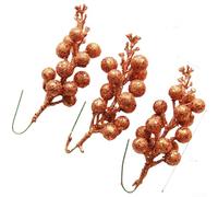 3 Pack Of Glitter Dusted Artificial Foam Fruit Sprigs For Christmas Tree And Holiday Wreath Decoration Adds Festive Charm To Seasonal Arrangements(Bronze)
