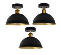 3 Pack Of Industrial Semi Flush Mount Ceiling Light Metal E27 Indoor Ceiling Lamp Fixture For Bedroom Living Room Hallway