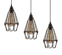 3 Pack of Metal Bird Shaped Pendant Light Shade Lampshade Industrial Easy fit Ceiling Indoor Wire cage Lampshade for Kitchen Living Room Corridor (Brushed Copper 3 Pack)