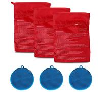 3 Pack of Microwave Potato Bag Kit, with 3PCS Silicone Vegetable Scrubber Brush, Reusable Baked Potato Pouch and Multipurpose Silicone Dish Sponge (Blue)