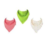 3 Pack of Muslinz Premium BIBS 100% Cotton Supersoft - BABY PINK, GREEN & MULTI SPOTS