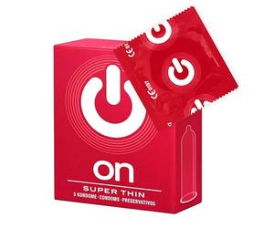 3 Pack of ON Condoms, Gossamer, Extra Thin 0.055 mm, Natural Latex
