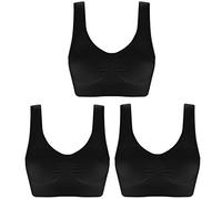 3 Pack of Simply Ultra Comfort Seamless Sport Style Bra with Removable Pads (Small, Black)