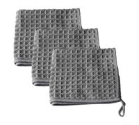 3 Pack of Waffle Weave Microfiber Towels for Superior Cleaning and Drying Performance (Dark gray)