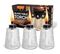 3 Pack Oil Lamp Clear Glass Table Torch Citronella Oil Lamps Lantern with 3 Wicks for Indoor Outdoor Patio Decors
