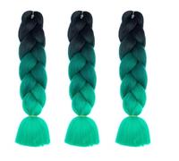 3 Pack Ombre Braiding Hair 24" Jumbo Pre-Stretched Synthetic Hair Extensions for Crochet Braids - Gradient Mermaid Colors (Purple, Pink, Silver, Light Blue, Hot Black),C17