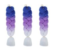 3 Pack Ombre Braiding Hair 24" Jumbo Pre-Stretched Synthetic Hair Extensions for Crochet Braids - Gradient Mermaid Colors (Purple, Pink, Silver, Light Blue, Hot Black),C43