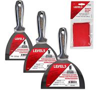 3-Pack One-Piece Stainless Steel Joint Knife - LEVEL5 | Professional Grade Putty Blade, Premium Polished All-Metal, Precision Ground Edge, Ergonomic, Corrosion Resistant | 5-450