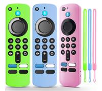 (3 Pack) OneBom Silicone Remote Cover for (newestmodel) Stick HD, 4K Remote Controls, Glow in The Dark, Anti Slip Shockproof Protective Remote Case with Lanyard(Glow Green&Glow Blue&Glow Pink)