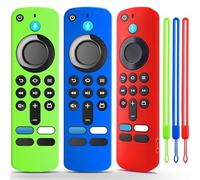 (3 Pack) OneBom Silicone Remote Cover for (newestmodel) Stick HD, 4K Remote Controls, Glow in The Dark, Anti Slip Shockproof Protective Remote Case with Lanyard (Glow Green&Dark Blue&Dark Red)