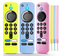 (3 Pack) OneBom Silicone Remote Cover for (newestmodel) Stick HD, 4K Remote Controls, Glow in The Dark, Anti Slip Shockproof Protective Remote Case with Lanyard (Glow Yellow&Glow Blue&Glow Pink)