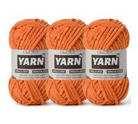 3 Pack Orange Fluffy Chunky Chenille Crochet Yarn, Baby Yarn for Crocheting Soft Blanket, Bulky Velvet Yarn (100g/54.8yds Each), Plush Amigurumi Yarn for Knitting Crafts, Scarves, Puzzle