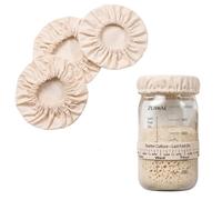 3- Pack Organic Jar Covers Unbleached Reusable 100% Cotton Stretchy Cloth Bowl Jar Lids ~ Small (Fits Jar mouth ranging 2.5"- 4.5" inches) (3)