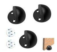 3-Pack Oval & Half Moon Floor Door Stoppers - Mounted with Screws or Self-Adhesive - Wall Protector - 45x24x26MM