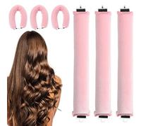 3 Pack Overnight Heatless Rods Curls Blowout Satin Flexi Rods for Overnight Heat Free Jumbo Curls No Heat Styling Tools Soft Hair Rollers for All Hair Type (Pink, One Size)