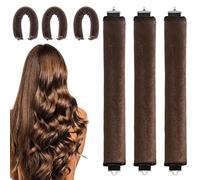 3 Pack Overnight Heatless Rods Curls Blowout Satin Flexi Rods for Overnight Heat Free Jumbo Curls No Heat Styling Tools Soft Hair Rollers for All Hair Type (Brown, One Size)