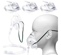 3 Pack Oxygen Mask for Adult Face with 7' Tube & Adjustable Elastic Strap- Size M- NO Cup（Clear）