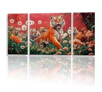 3 Pack Paint by Numbers Dandelion Tiger, Paint by Numbers for Adults, Canvas Painting by Numbers Kits, Room Decor, DIY Acrylic Pigment Drawing Paintwork, Home Decoration (No Frame) 70x140cm y1s-800