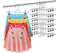 3 Pack Pants-Hangers-Space-Saving,6 Tier-Closet-Organizers-and-Storage Skirt Hangers with Clips,Closet-Organizer-Clothes-Organization-and-Storage Jeans Scarf Hangers,College-Dorm-Room-Essentials Décor