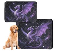3 Pack Pee Blanket for Dogs Dog Pee Blankets Washable Anti Slip Floor Mat for Car Seat 20x24in Purple Dragon Fantasy Art