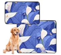 3 Pack Pee Blanket for Dogs Dog Rugs Washable Anti Slip for Lawn 20x24in Blue Calla Lilies on Dark Background