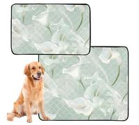 3 Pack Pee Blanket for Dogs Dog Rugs Washable Anti Slip Mat for Beach 20x24in Calla Lily Green Pattern