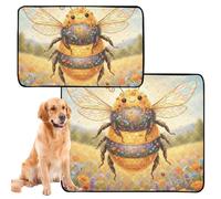 3 Pack Pee Blanket for Dogs Dog Rugs Washable Anti Slip Mat for Dogs for Beach 20x24in Bee Wildflower Meadow Collage