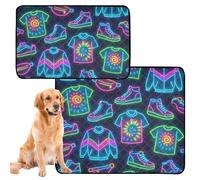 3 Pack Pee Blanket for Dogs Large Washable Pee Pads for Dogs Dog Anti Slip for Airline Crate 20x24in 90s_Fashion_neon_Pattern