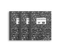 (3 Pack) Pen+Gear Wide Ruled Black Marbled Composition Notebooks 100 Sheets - 300 Sheets Total