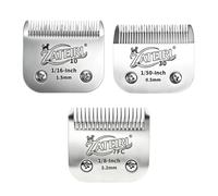 3 Pack Pet Grooming Clipper Blades with Ceramic Cutters, Sizes 10, 30 & 7FC, Silver, Compatible with Andis, Oster A5, Wahl KM10 A5 Style Dog Clippers