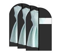 3 Pack PEVA Translucent Garment Covers 60 x 100cm Garment Bags | Covers Suit Protector with Zip Waterproof Anti-mite Breathable Protectors, for Gowns, Wedding Dress, Trench Coats (Black)