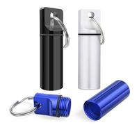 3 Pack Pill Box Keychain - Small Waterproof Aluminum Pill Holder Case, Portable Mini Medicine Organizer Container for Purse, Pocket, Outdoor Camping & Travel