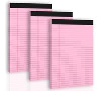 3 Pack Pink Legal Pads 8.5 x 11 Note Pads, Wide Ruled Notepads