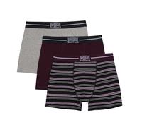 3 Pack Plain And Striped Underwear In Red/Grey
