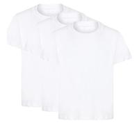 3 Pack Plain T Shirts 100% Cotton Boys Girls Plain Round Neck Tshirt Ideal for PE and School Uniform- Age Sizes 2-15 Years & S - XL White