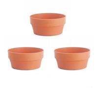 3-Pack Plastic Clay Flower 18cm Round Japanese-Style Imitation Planters for Indoor/Outdoor Operation - Breathable Pots 16cm Lightweight Sizes Recycled Material(Basin)