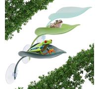 3 Pack Plastic Leaf Perches with Suction Cups for Tree Frog Suction Platform Reptile Decoration Reptile Terrarium Climbing Platform for Toad African Dwarf Frog Tree Frog