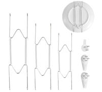 3 Pack Plate Hangers for The Wall, 6/8/10 Inch Plate Wall Mounted Holder Stainless Steel W-Shaped Hooks Invisible Vertical Plate Display Wall Mount for Decorative Plates Antique Arts (Silver)