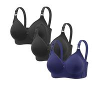3 Pack Plus Size Bras for Women Full Coverage Seamless Non Wired Soft Support Bra for Large Breasts Wirefree Push up Padded Everyday Bralettes Ladies Wireless Straps Stretch Comfort Underwear
