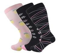 3 Pack Plus Size Compression Socks for Women and Men, 20-30mmhg Extra Large Wide Calf Knee High Stockings for Circulation Support (6XL, YS001-65+2+23)