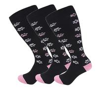 3 Pack Plus Size Compression Socks for Women and Men, 20-30mmhg Extra Large Wide Calf Knee High Stockings for Circulation Support (2XL, YSZ06-2)