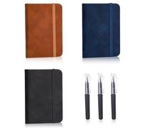 3-Pack Pocket Notebook, A7 Mini Journal Bulk, with 3 Black Pocket Pens, Stationery Set, Office Supplies for Recording, Notes, Summaries, and Written Assignments, Etc