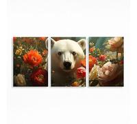 3 Pack Polar Bear Diamond Art Kits Adults, 5D Flower Diamond Painting Full Drill Kits 24x16 in Rhinestone Paint by Numbers, Crystal Art Embroidery Cross Stitch for Home Decor Gifts for Women PZSH-2487