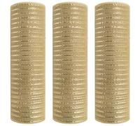 3 Pack Poly Deco Mesh 10 inch x 30 feet Each Roll Champagne Foil Metallic Mesh Ribbon for DIY Wreath Supplies,Christmas Tree Decoration,Swags Crafts