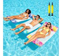 3 Pack Pool Float Water Hammock, Inflatable Pool Floats Hammock, 4 in 1 Inflatable Pool Floats, Swimming Pool Float Hammock with 2 Air Pumps for Armchair Mattresses Seat Floating Mattress