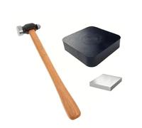 3 Pack Portable Jewelry Set Including Silicone Cushion Wood Stand Metal Hammer Suitable for Easy Transport Assembly Iron Jewelry Hammer