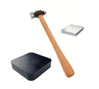 3 Pack Portable Jewelry Set Including Silicone Cushion Wood Stand Metal Hammer Suitable for Easy Transport Assembly Iron Jewelry Hammer
