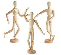 3 Pack Posable Art Figure Model, Flexible Wooden Drawing Mannequin for Artists, Sketching 33 cm (13 in)